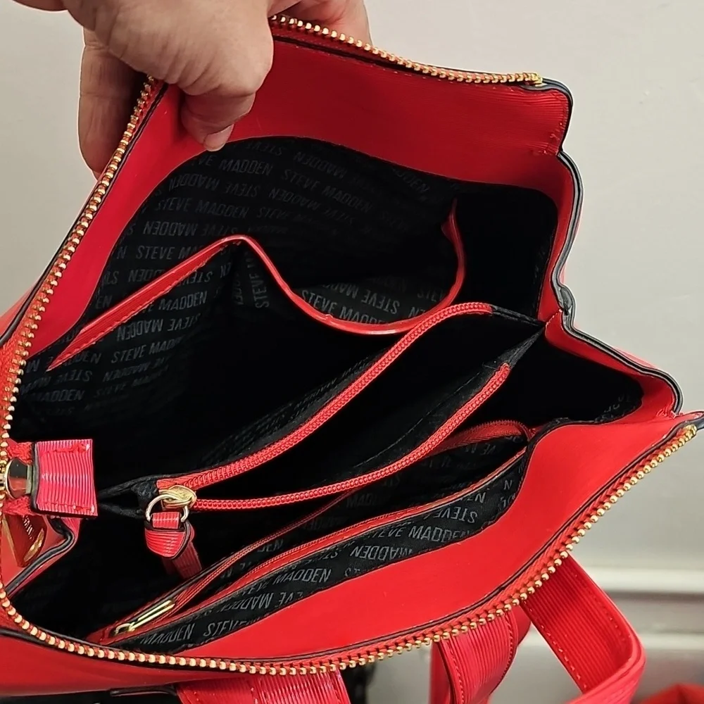 Steve Madden, Bold, Red, Unisex, Backpack, Streetwear, Casual, Festival, Travel